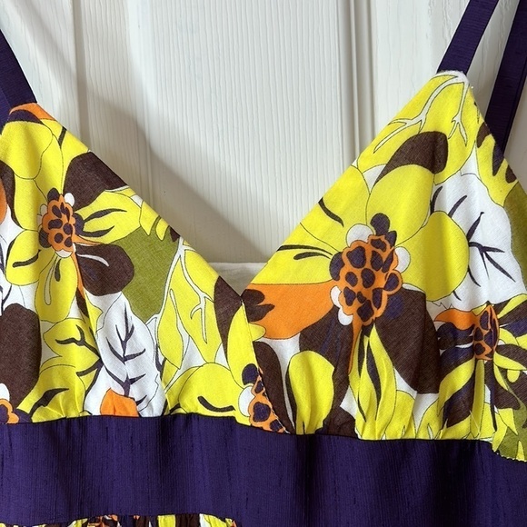 MILLY Silk Blend Floral Print Spaghetti Strap Sundress Size 6 - Picture 6 of 16